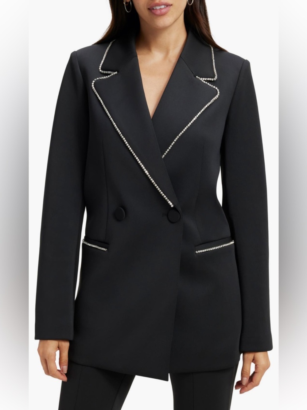 NWT Good American Crystal Embellished Double Breasted Scuba Blazer Sz M - Picture 5 of 6